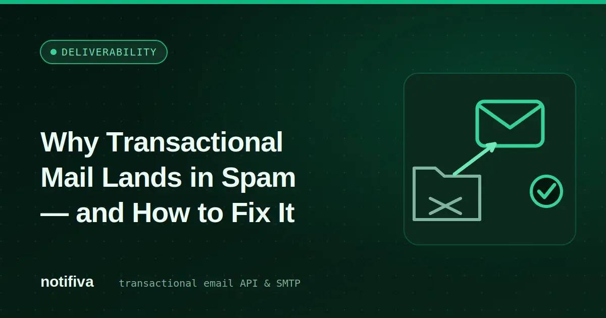 A ranked stack of deliverability levers with authentication and isolation at the top and content at the bottom, redirecting an email from spam to inbox